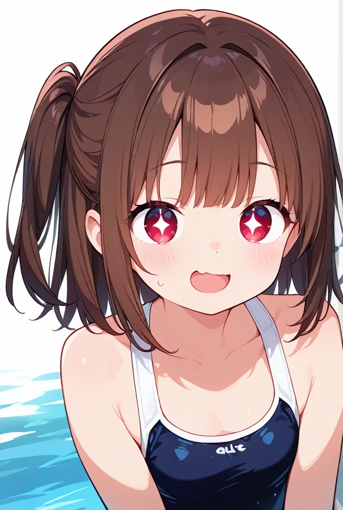 alone, One girl, Yunyun、blush embarrassed 、Kiss the viewer, Crown braids of the same color as your hair, hair ornaments, Hair Ribbon, (White and pink bikini)、(The entire screen is underwater)