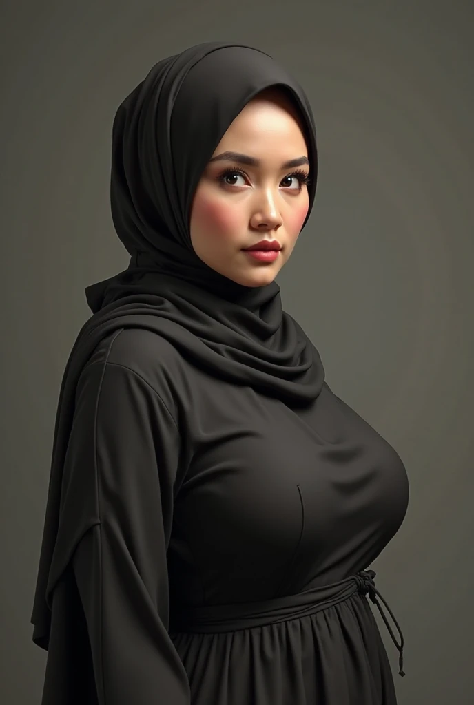 8k, hyper resolution, extremely detailed, A highly detailed, full body 3D rendering of a realistic naked chinese young girl and only wearing a hijab with accurate face and wearing g-string. She is nude and standing confidently showing sexy body, badroom background, drawing attention to its cheerful and elegant appearance. Her skin is smooth, naturally glowing and healthy, and her eyes are bright and expressive. The overall style is a mix of realism and a hint of cartoon features, giving it a lively look. use soft photography lighting