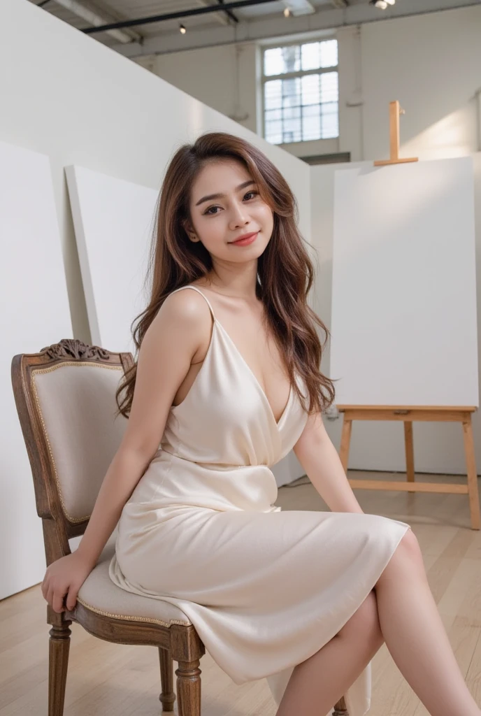Tabletop, Highest quality, Realistic, Very detailed, In detail, High resolution, 8k wallpaper, One beautiful woman,, Light brown messy hair, Self-Defense Forcesを着ている, Sharp focus, Fully dynamic configuration, Beautiful and delicate eyes, Detailed Hair,  Realistic , Laughter,Smile and laugh , Model Body Type,  Slender full-body model , Passenger car model, High heels, belong to,Assistant seat，