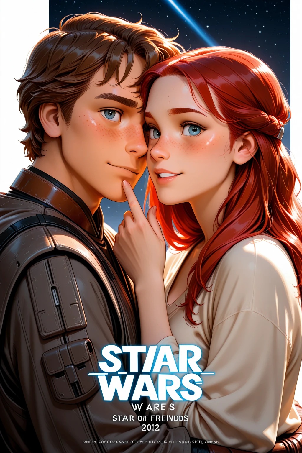 
bearded bearded woman, brown hair, amber eyes, kiss into space, facing the viewer