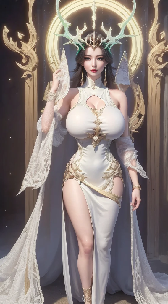 (nsfw:1.5), ultra realistic 8k cg, flawless, clean, masterpiece, professional artwork, famous artwork, cinematic lighting, cinematic bloom, perfect face, beautiful face, fantasy, dreamlike, unreal engine 5, science fiction,   lace, lace trim, lace-trimmed legwear, luxury, jewelry, diamond, gold, pearl, gem, sapphire, ruby, emerald, intricate detail, delicate pattern, charming, alluring, seductive, erotic, enchanting, hair ornament, necklace, earrings, bracelet, armlet,autumn.
((,1girl, pov,best quality,))  ,((((,1girl,  solo, huge breasts:1.5, goddess dress, half body,  looking at viewer, standing))))