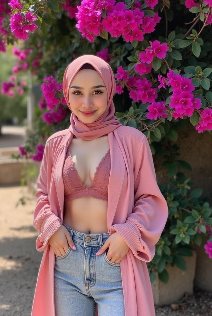 (HIJAB), (ROSE PANTIES PATTERN FLOWERS), NAKED AT FOREST & SMALL BOOTY, (THIN TINY TITS), ((FLAT CHEST)),