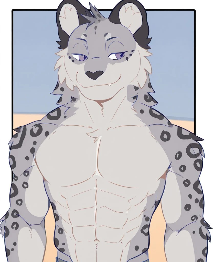 Hyena Boy，Gray fur，Topless, mammal, hairy，Gray Eyes，upscale hotel，Transparent swimming trunks quality，black fingerless gloves