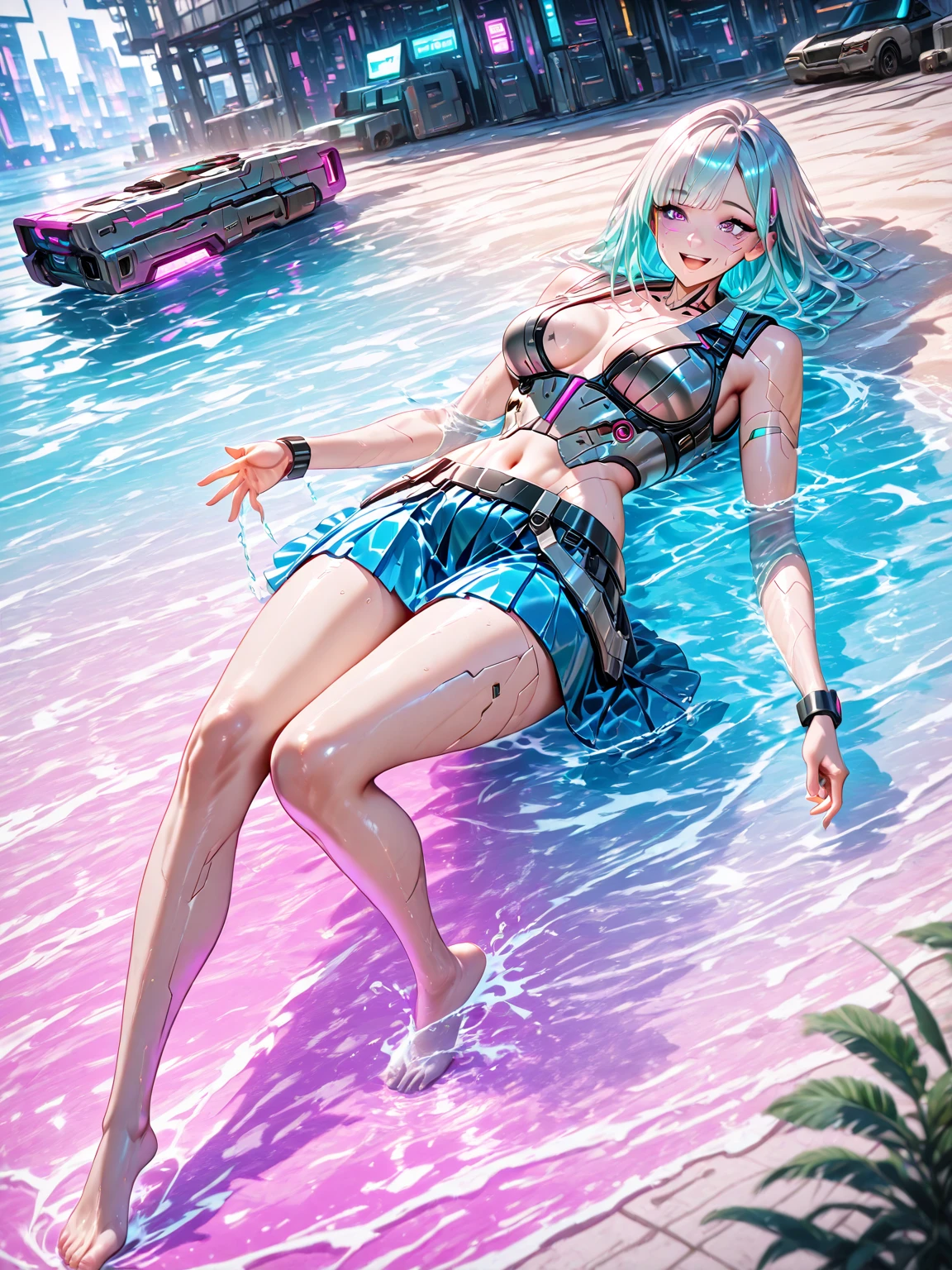 Giantess with firm , long sexy legs, yellow hair and in a bikini is lying on the ground, while the city at her feet burns in flames for the destruction she has caused, while the tiny people climb on her body to try to defeat her uselessly. Giantess, goddess, macrophilia, curvaceous body, hentai, fetish, sexy legs, bikini, high heels, high quality