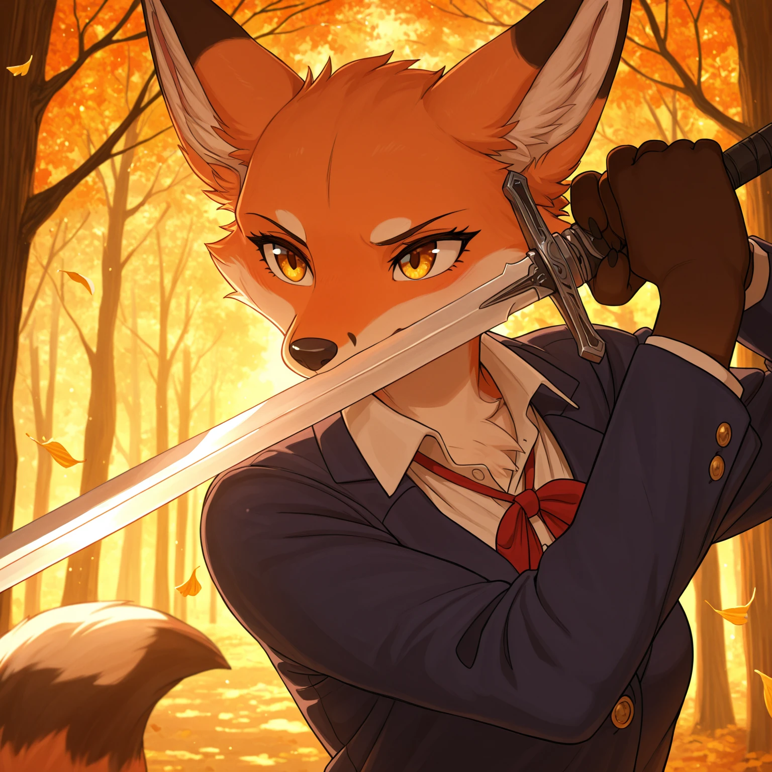 uploaded to E621, beautiful and detailed portrait of an anthropomorphic vixen ((female))), (detailed averi), (detailed lighting), (detailed fur), (detailed ), BREAK, (cinematic lighting), ((detailed background)), ((depth of field)), (half body shadow), ((looking at viewer)), [backlighting], [detailed ambient light], [ambient light on the belly], [realistic proportions], [, adult, ], [sharp focus], (), (shaded), (hi res), ((masterpiece)), (Averi, Fox girl), (anthro, fluffy fur), anthro fox girl, body fur, , , nice, cute, hot, sassy, sassy , (Averi, Fox girl), green eyes, solo, blush, smug smile, forest, trees, lightning, night, rain, wet fur, flat ,  fluff, striped thigh highs, colorful thigh highs, high socks, thigh high socks, striped high socks, legs adorned with colorful fabric, speech bubble, heart, hearts,  pose,  pose tail tip emanating magnificent magical fire, scarlet fire encircling the tail tip, fiery tail tip, fiery magical tail, magical tail fire, scythe with sharp blade, grim reaper's scythe, grim reaper girl, grim reaper, scythe, wearing grim reaper's cloth, dark hooded red cloak, red cloak, rugged broken clothes, wielding a scythe, clothes being blown by wind