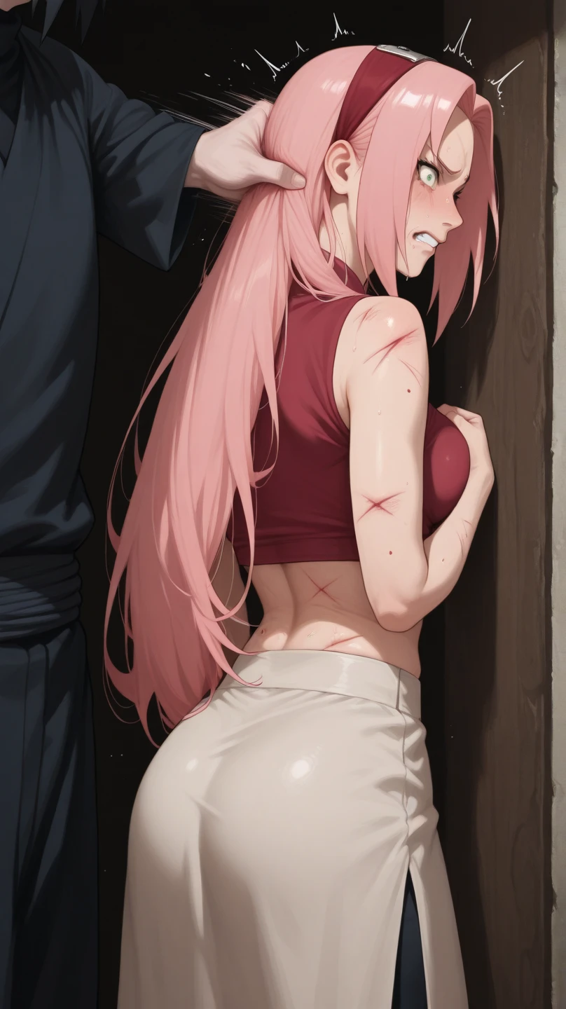 Girl with pink hair, long twin-tail hairstyle,((small bushy eyebrows)), naked, (Zankuro) drawing style by zankuro artist, ザンクロー style, image uploaded to R34, ((oldman raping a girl in a street)) view from above, against a wall , facing to camera, doggy style sex, 1boy 1girl
