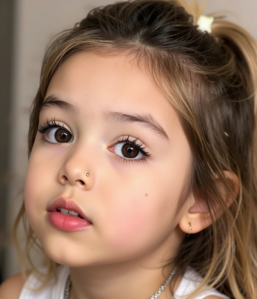 there is a little girl that is looking at something, tiny girl looking on, Retrato lateral de chica linda, ojos pensativos, cabello negro y ojos grandes, little ???, beautiful little girl, Primer plano de un adorable, thoughtful expression, Cute little girl, linda joven, brown hair and large eyes, Retrato de 50 mm, Hermosos ojos grandes claros, 7 Retrato de 0 mm