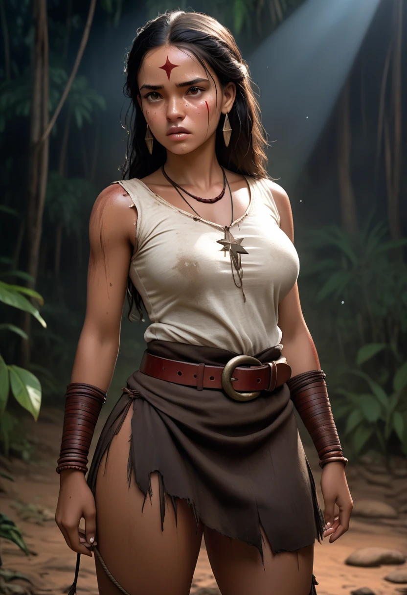 <lora:Skygirl_v1:0.7>
a strong muscular skygirl (witch), with a crazed look in her face, (black messy hair) BREAK
wearing a (ragged tunic with bones hanging on her sash, (full body wet clothes), barefoot) with moss green accessories BREAK
crawling inside a (dark cavern) with moonlight BREAK
very detailed skin, skin pores, dolly zoom, dutch angle, lens flare, sharp focus, intrincate details