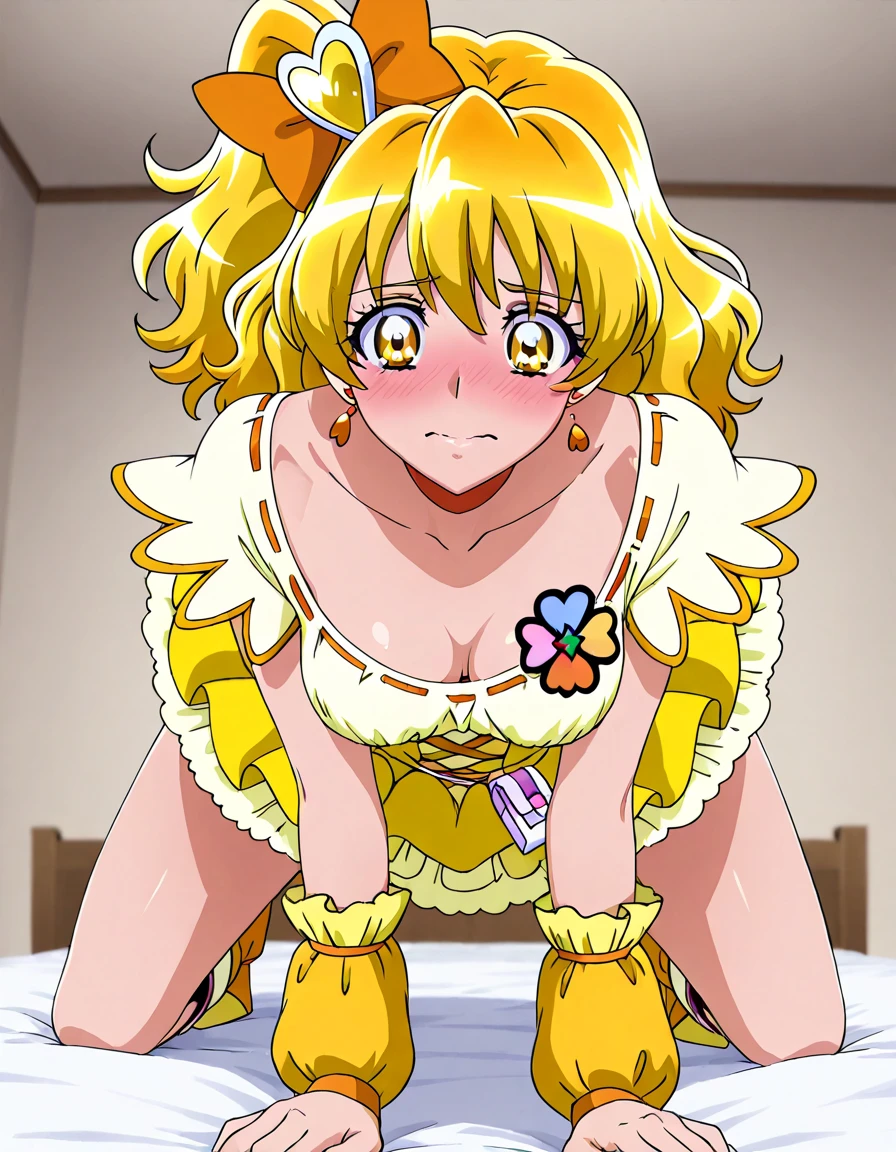 IrisChateaubriand, blonde hair, solo, 1girl, hair ribbon , masterpiece, expensive quality, very_expensive_solve, big_file size, full color,(completely nude:1.2),pussy,niplles,(chibi:1.2),