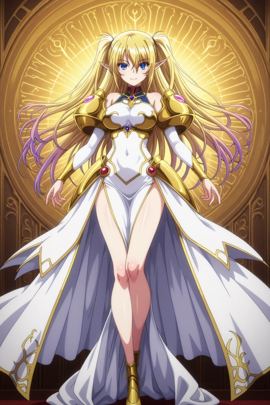 (Night:1.7), Castle,
sitting at attention,sitting on throne,
yellow outfit,
<lora:Chamna_Code_Geass-KK77-V1:0.7>,jewelry,midriff,gem,holding_staff, circlet,earrings,necklace,
blonde hair,blue_eyes,Very_long_hair,(a red heart in the center of the eye,),
1 girl, 20yo,mature female,Beautiful Finger,Beautiful long legs,Beautiful body,Beautiful Nose,Beautiful character design, perfect eyes, perfect face,
looking at viewer, (innocent_big_eyes:1.0),(expressionless:1.3),
NSFW,official art,extremely detailed CG unity 8k wallpaper, perfect lighting,Colorful, Bright_Front_face_Lighting,
(masterpiece:1.0),(best_quality:1.0), ultra high res,4K,ultra-detailed,
photography, 8K, HDR, highres, absurdres:1.2, Kodak portra 400, film grain, blurry background, bokeh:1.2, lens flare, (vibrant_color:1.2)
(Beautiful,large_Breasts:1.4), (beautiful_face:1.5),(narrow_waist),