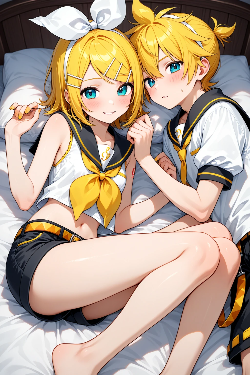 2girls, kissing cheek, side cutout, sideless outfit, puckered lips, lips, closed mouth, closed eyes, masterpiece, best quality, absurdres, girl kissing girl on cheek, dynamic lighting, lighting effect