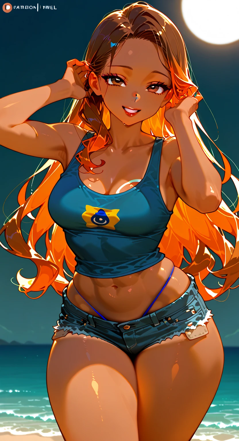 8K,High quality,Animated,married,Beautiful,Bright,Eye Highlights,Purple eyes,Sexy,ultra gigantic tits,oversized tits,Dark blue ,Erotic,beautiful line art. Blue skin, Blue and orange gradient fins, , Nothing on, Nothing on, Nothing on, , Black underwear,
