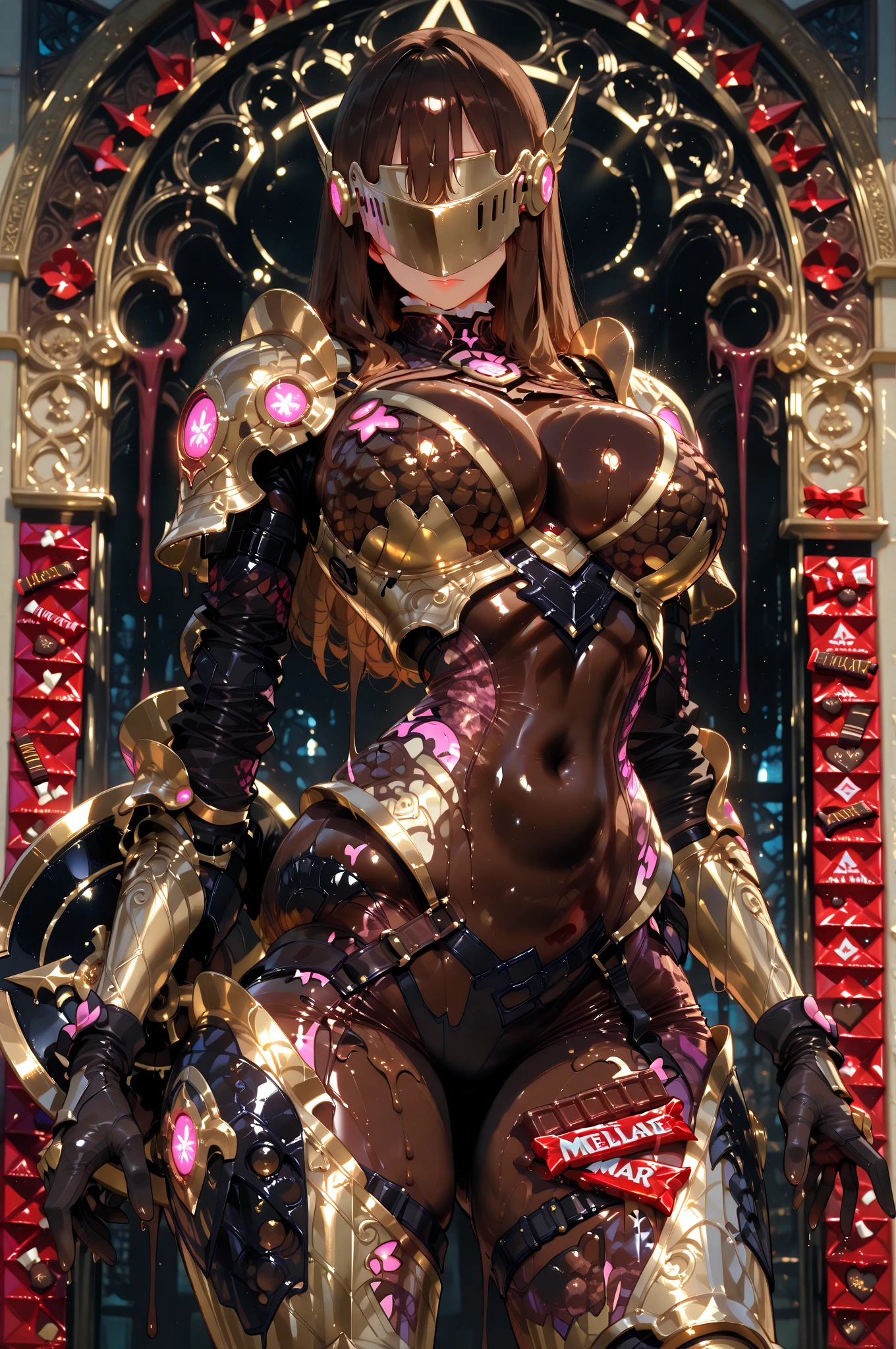 (((beautiful))), nihilister,mechanical parts, mechanical arms, mechanical legs, machinery, pelvic curtain, leotard, red eyes, huge breasts,(((shiny skin))), ((intricate details)), hdr, ((intricate details, hyperdetailed)), cinematic shot, vignette, ((art by alphonso mucha))