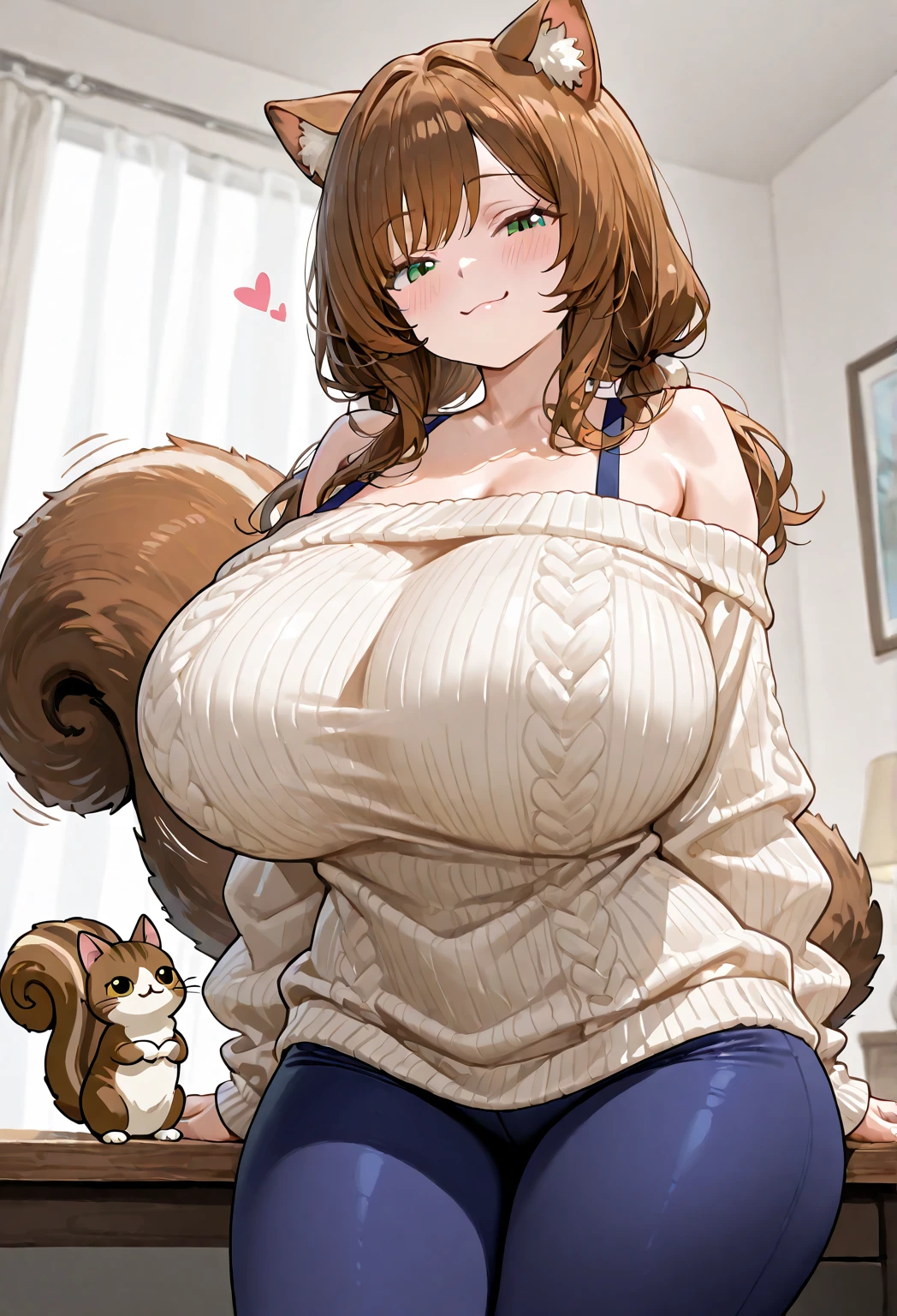 masterpiece, best quality, 1girl, forest, brown hair, long hair, fox ears, brown eyes, cute, blushing, (medieval villager clothes, buttoned dress shirt, frilled skirt, stockings:1.3), (slim waist, curvy, big breasts, bursting breasts, button gap, wide hips, huge thighs:1.1)