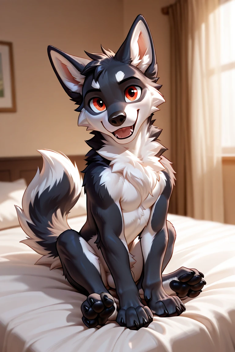 Atlas (DOS) a white Anthropomorphic male wolf with black hair, blue eyes, and black nose sitting down with his legs all out being cute and adorable with his hands behind him sitting on the floor acting cute and adorable sitting in the living room )) , looking at viewer,a little to the side, fur,solo, cartoon, (highly detailed illustration:1.2), best quality, masterpiece, solo, tail, torso, , standing, social (((male))) uploaded to e621, zaush, foxovh, movie lighting, thicc, alone, detailed, 8k res, hires, detailed eyes, good anatomy, good perspective, towards viewer, by bebebebebe, by sicklyhypnos, by gerkk, by orf, nice hands, perfect hands, happy, romantic, ray tracing lighting, rtx on, By Bebebebebe, by SpiritD, by KOBITOWANI, b est quality, masterpiece, perfect anatomy, detai led picture)), 1femboy, , sexy body, fluffy tail, shy, horny, romantic, up close, wearing not a single bit of clothing, huge thighs,, huge