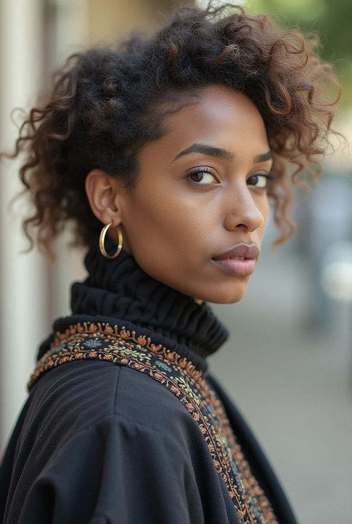 photo of (dt1pper:0.99), a woman, RAW, close portrait photo, long brown coat, turtleneck, slim body, (high detailed skin:1.2), 8k uhd, dslr, soft lighting, high quality, film grain, Fujifilm XT3 sharp focus, f 5.6