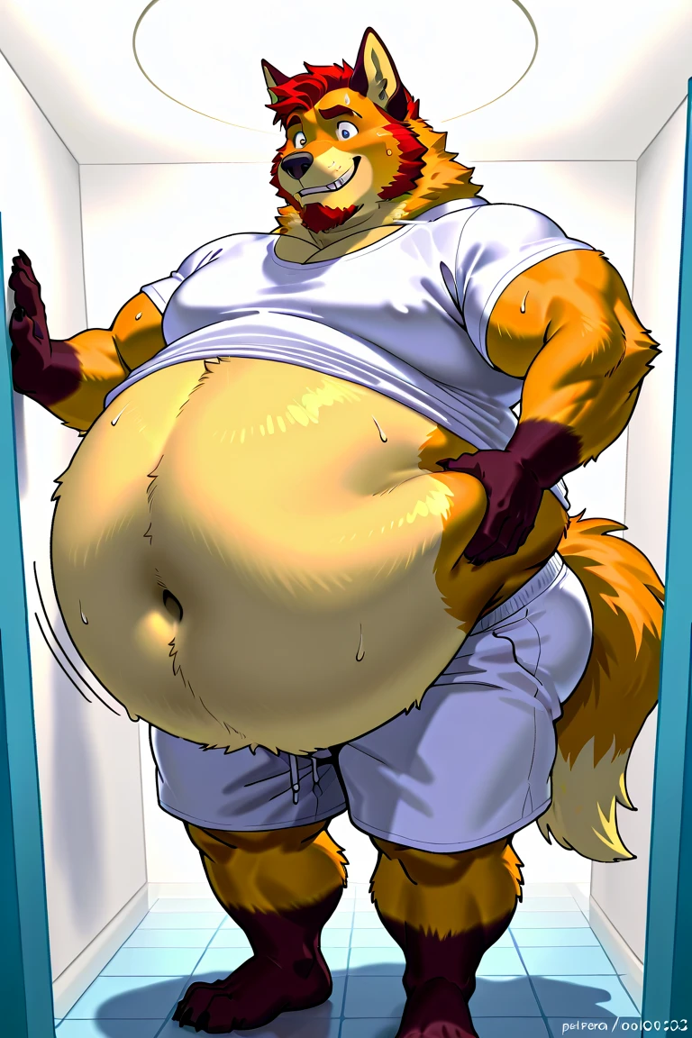 kurama, background, roar, Nine tails, A nine-tailed fox fat and big, big fox fat. 9 tails are corp and gos he has a lot of fat no muscle he's not muscular he doesn't have muscles, he's fat obese fatty are body and full of fat, handjob in heart pattern boxers shirtless and cums everywhere big ass cute he is on the side and we see his ass
he wears a underwear