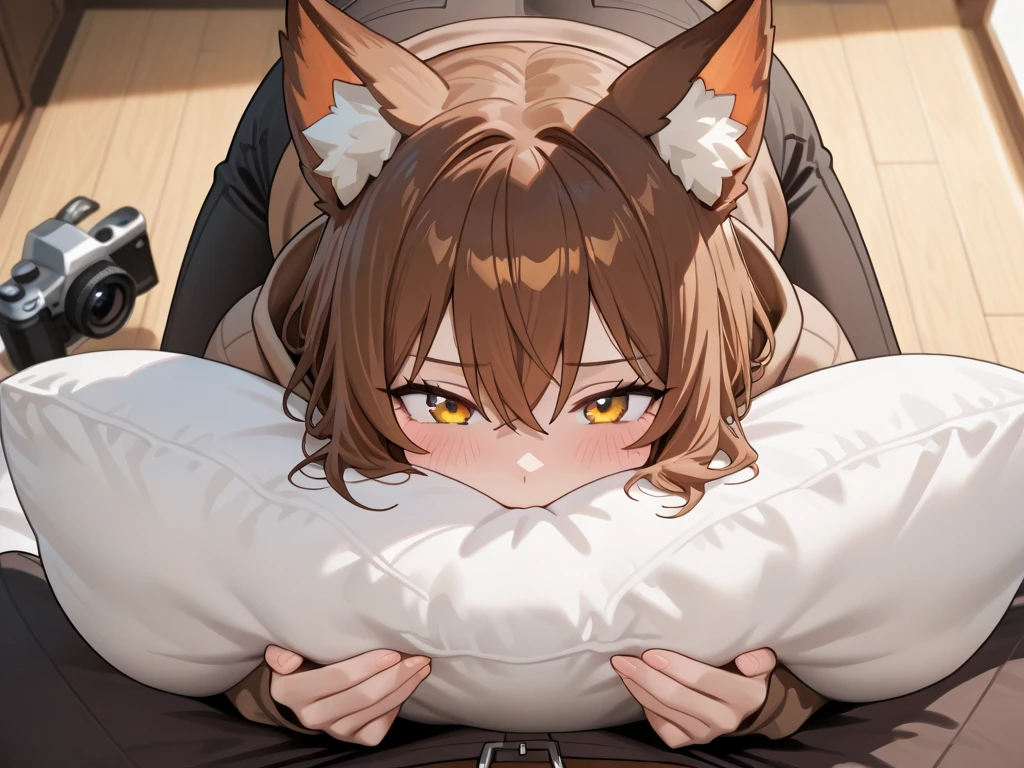POV, kemono, correct , furry, furrie, male, (((a den (Chow chow), male, dark brown coat, a green eyes, fluffy, blue horns, little fuzzy tail curled))). , , canine , , in bed, less muscles, sensual, , milk splashed and poured on the body, expression of pain, , extremely detailed art, tesudo, flashy colors, professional photos, various angles, detailed scenery, hd, dark shadows, dark lighting, more  ambience, ultra 8k, HDR.