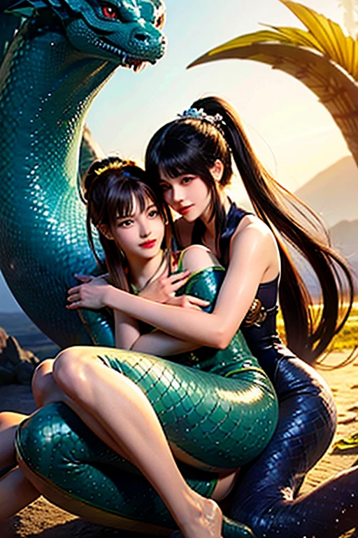 full bodyesbian、Dragon soaring high in the heavens、One girl looks up to call while reaching for the dragon
