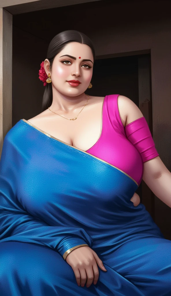 a woman round neck blouse and saree,big cheeks, swooping breasts, deep cleavage, angle face, round face,fair skin,open arms, sexy armpits,big penis, nipples, ass, necklace, ,(cinematic:1.3),araffe woman in a round neck blouse and saree posing for a picture, dressed in a round neck blouse and saree, wearing a round neck blouse and saree, round neck blouse and saree, red blue dress, in a dress, round neck blouse and saree, pink rosa, round neck blouse and saree, by Gabriel Ba, violet myers, looks realistic, karla ortiz, cute woman, lady kima, rosalia, absolutely outstanding image,