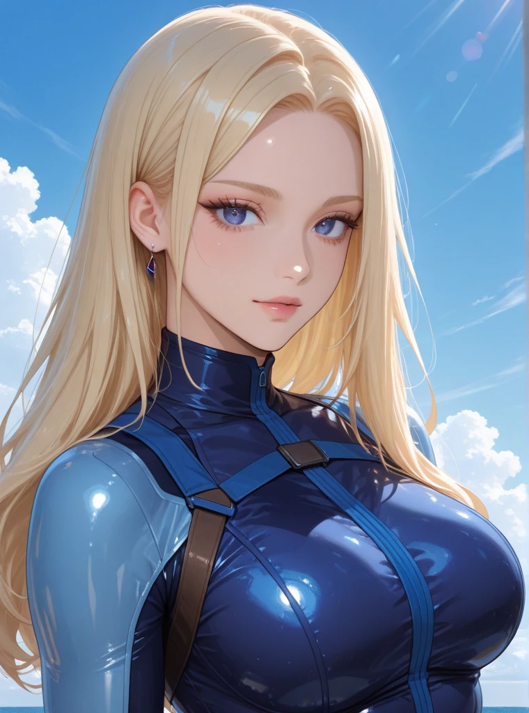1girl, woman, psychic, light blonde hair, braid, (full body:0), [:outlandish costume design:0.2], bombshell hair, brown hair, Cascading Curls,side braid, thicc athletic build, large breasts, caucasian, (morning, blue sky, clouds, architecture, "at the Sublime Passage":1)