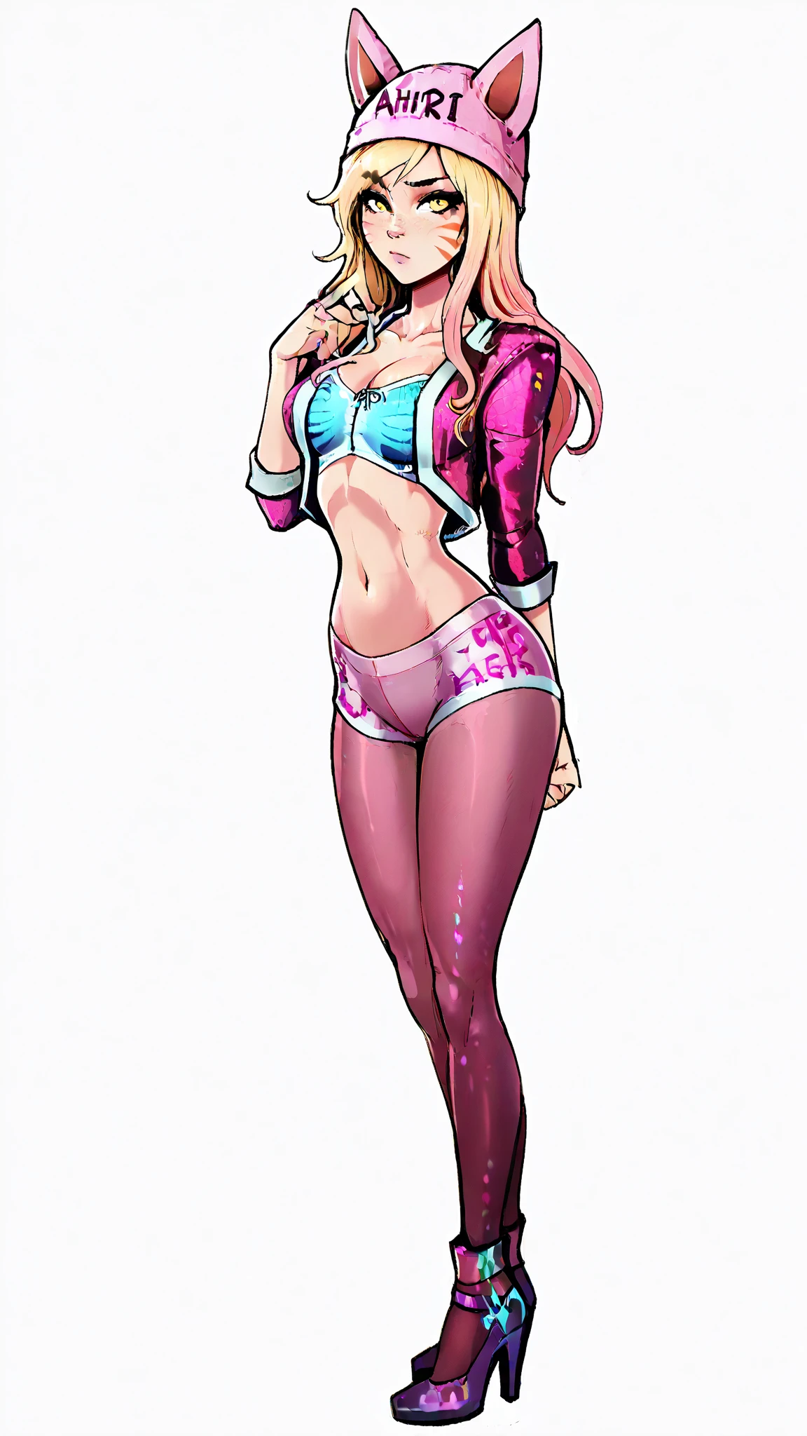 ((masterpiece, best quality)), ((29 year old)), (((Curvy))), ((Rangiku from Bleach)), ((Caucasian woman with long brunette hair)), adjusting hair, ((pink high cut cotton panties)), pink bra, black kimono, Blue eyes, (((photo realistic)))