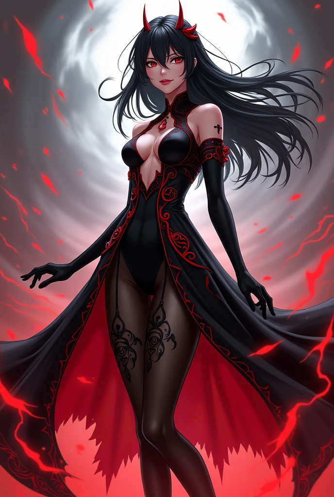 A cultist woman wearing a mirror masquerade mask, A black robe, a stiletto in the hand and pierces the other hand, The demon in the mirror devours the body of the cultist through the mask, An obsidian mirror appears behind and a mirror demon strikes it from the inside. High realism, High detail. The devil has pale and slippery skin, long limbs with claws, a large mouth with many sharp teeth and a long tongue hanging from the mouth. the body is slender, The ribs are visible, Hundreds of little black eyes. It has a height of 2 meters, Black Souls style, Clear lines, sketch, shading.