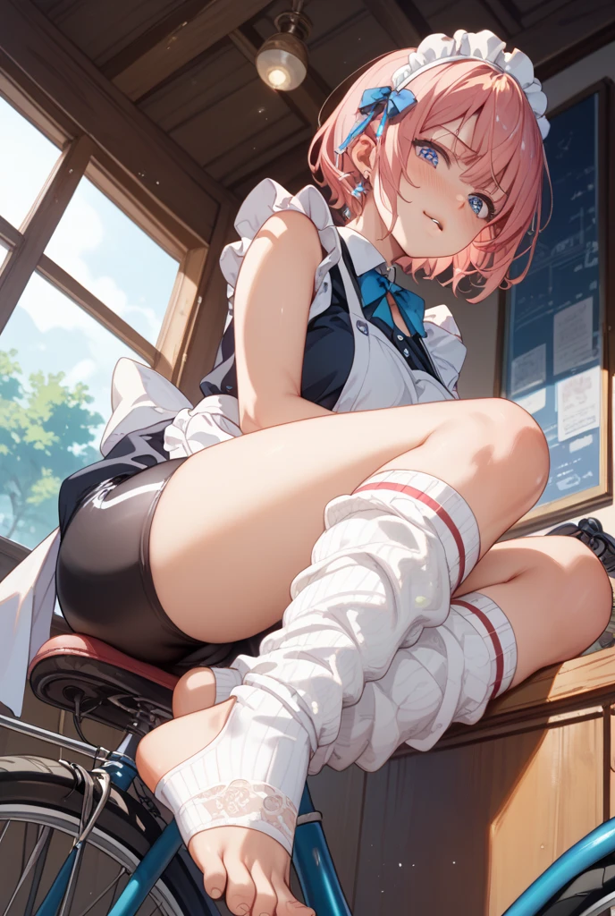 masterpiece, best quality, very aesthetic, absurdres, 1girl, school girl uniform, large breast, sitting on seat, panties, legs apart, in train, blush, key visual, highly detailed, looking at viewer, back view