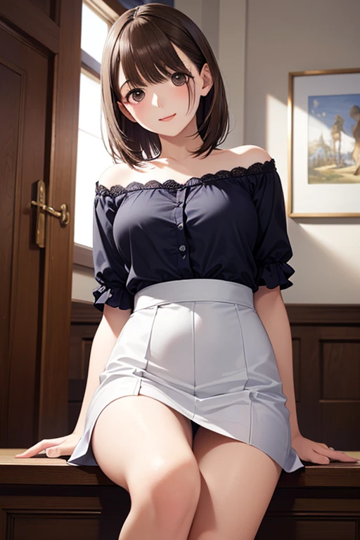 anegasaki nene、Shiny brown hair, short hair, (Beautiful brown eyes、Sparkling eyes, Fine grain)、smile、Ultra-detailed eyes、Highly detailed face, Highly detailed eyes,
1 Woman Standing, /(Oversized sweater/) V-neck, Mature Woman, bangs, 赤面する優しいsmile,
(Masterpiece Top quality:1.2) Delicate illustrations, super detailed, Medium breast pantyhose BREAK /(Modern house living room/) indoor