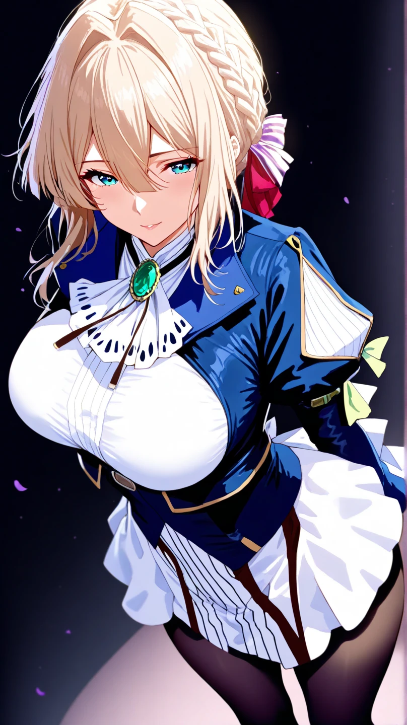score_9, score_8_up, score_7_up, score_6_up, source anime,nero claudius \(bride\) \(fate\), nero claudius \(bride\) \(second ascension\) \(fate\), 1girl,masterpiece, best quality, highres, aanero, ahoge, veil, green eyes, chain, padlock, (white bodysuit:1.2), zipper, white gloves, belt, frills, white dress,center opening,unzipped,cleavage,navel, hand on hip , standing, waving, bench, smile, petals, rose petals,