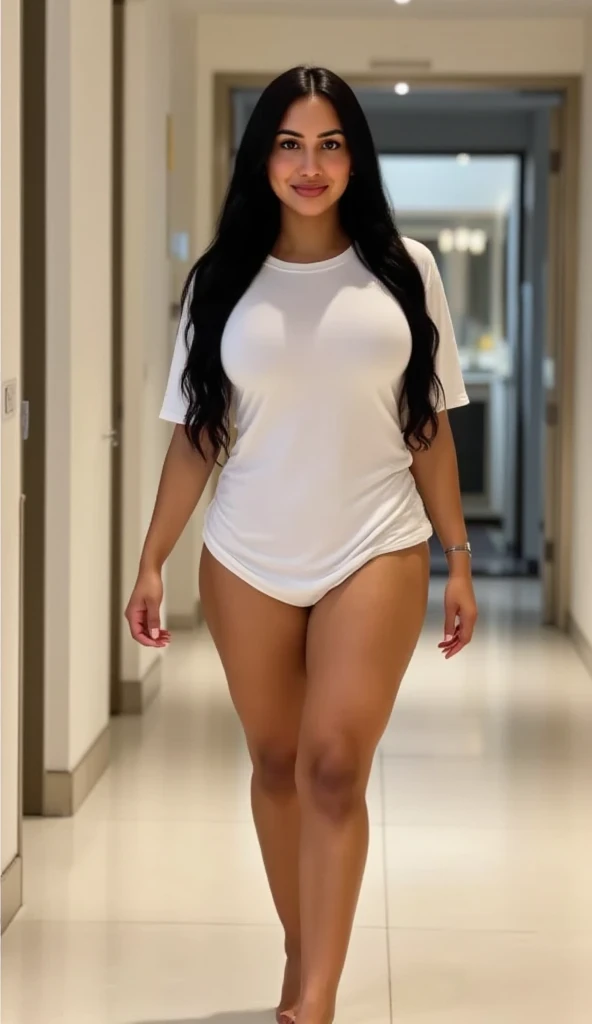 Black girl , straight , big eyes , brown eyes , thick body, sexy body ,real , human ,, wearing white casual  outfit ,looking sexy