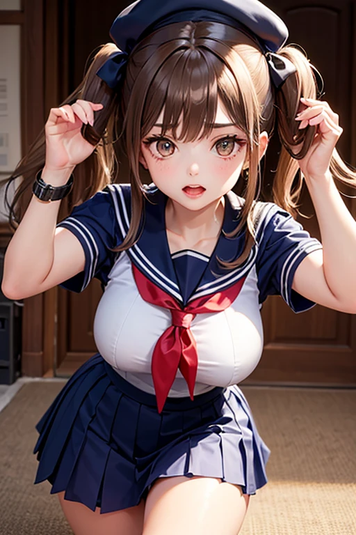 (highest quality), (((masterpiece))), (2 girls), black hair, Blue inner color, (beautiful blue eyes), (perfect eyes), ((neat sailor suit)), classroom, ((huge breasts)), ((A clean navy blue skirt)), mini skirt, (Neat sailor ribbon), ((perfect fingers)), (perfect anatomy), (perfect face)、publish one&#39;&#39;s crotch、I can see your breasts、She feels embarrassed that her pink nipples are visible、blush、sexy look、expression of ecstasy、feel an orgasm、climax moment、Two-dimensional beautiful girl、slim body shape、big breasts、I can see your breasts、彼&#39;s crotchには金属棒が刺さっている.、 vagina内、There&#39;s semen on my crotch、Show off those pink nipples coming out of your nipples、Two-dimensional beautiful girl、Are crying、I&#39;Is painful、blush、big breastasterpiece, highest quality)), (1 girl), suspension,Down, rope, tied arms, indoors, bondage, shibari, turn your arms behind your back, restrained, abdomen, leaning forward, feet, brown hair, big breasts, 身体を天井から吊りDownげられている、expression of agony、sexy look、climax moment、expression of ecstasy、I can see pink nipples、expose one&#39;s crotch、My crotch is wet、Two-dimensional beautiful girl、nudist、nude、naked、全naked、feetを広げて、expose the crotch、Creampie、vagina 、There&#39;s semen on my crotch、彼&#39;s crotchには金属棒が刺さっている.、Are crying、Feeling pleasure from reaching orgasm、surrounded by men、shy、slender body shape、big breasts、Two-dimensional beautiful girl
