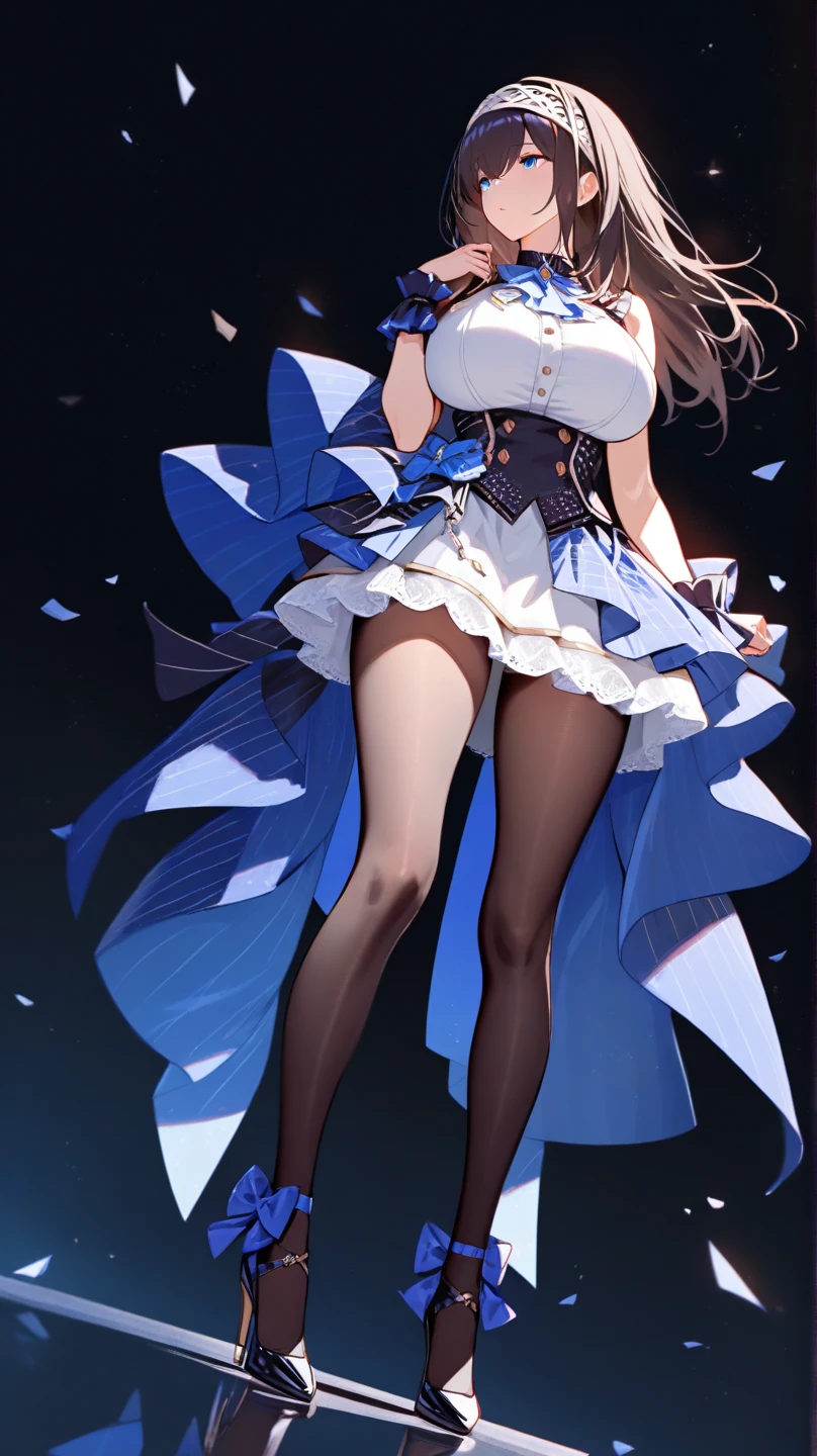 masterpiece, best quality, 1girl, purple eyes, official, <lora:Genshin_Lynette_AP_v1:0.8>, from below, looking at viewer, simple background,