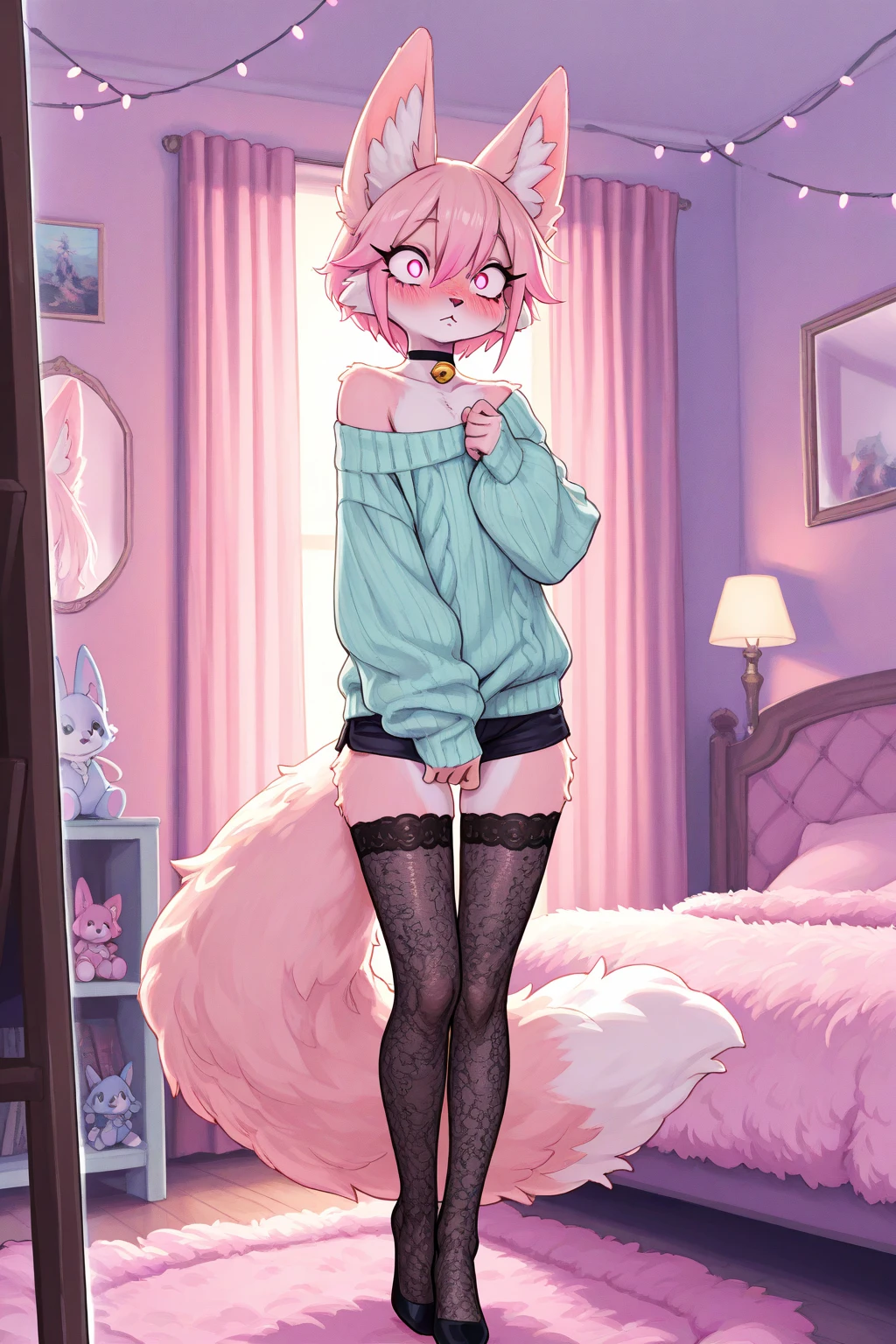 小さなgirl,Kindergarteners,,6 years old,&#39;s ,Anya,pink hair、masterpiece, highest quality, girl,squat with legs apart,striped panties,I can see your pants,blush
