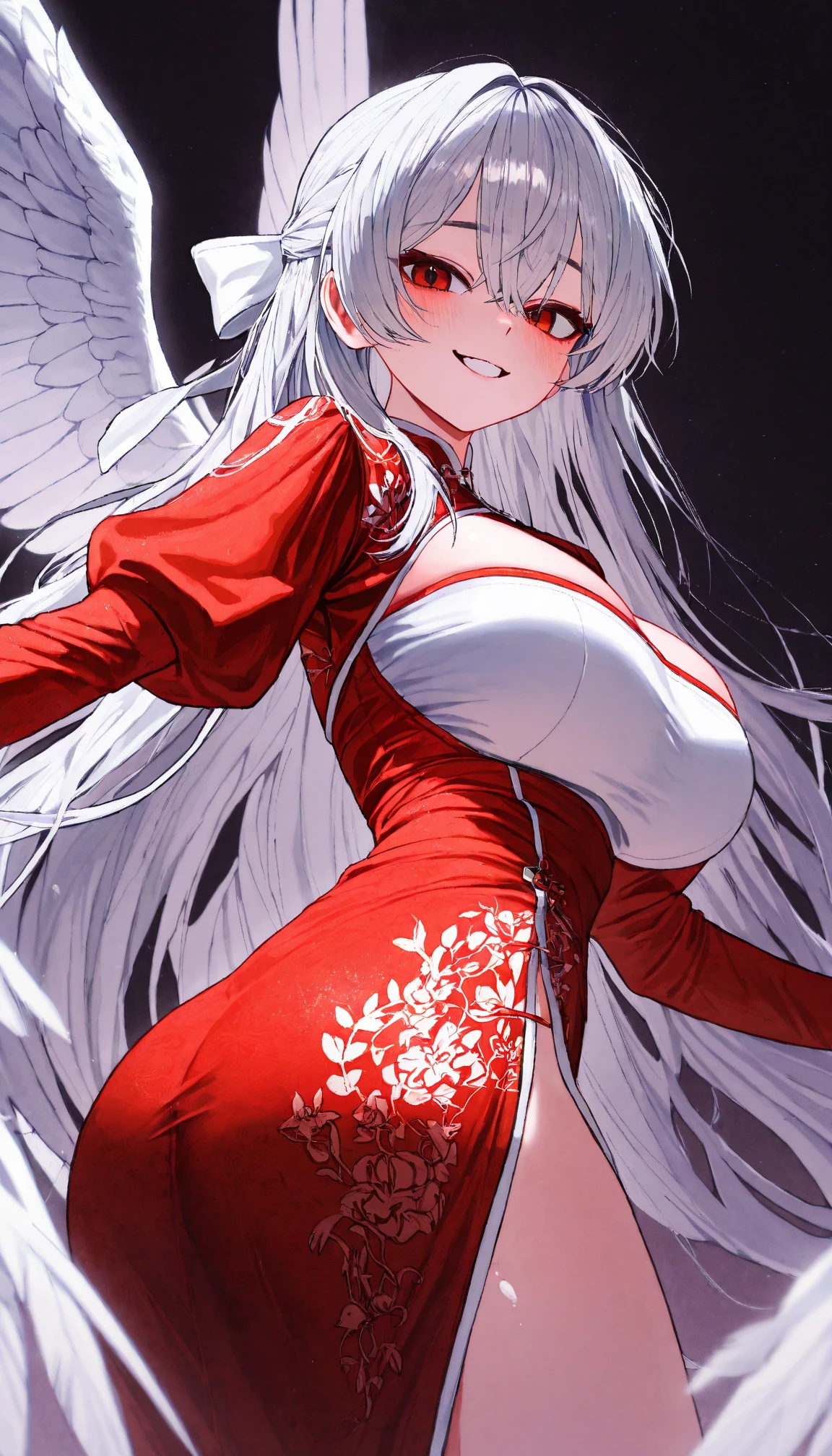Long white hair,Red eyes,Sexy Sheer Colonial Dress, Perfect body, Clear chest, Well-defined collarbone, Surreal, lifelike, detailed, Perky transparent nipples, Wet clothes(whole body:1.1),cross,Holy,best quality,Large Breasts,Big Ass,No underwear。Gorgeous church background with extreme details