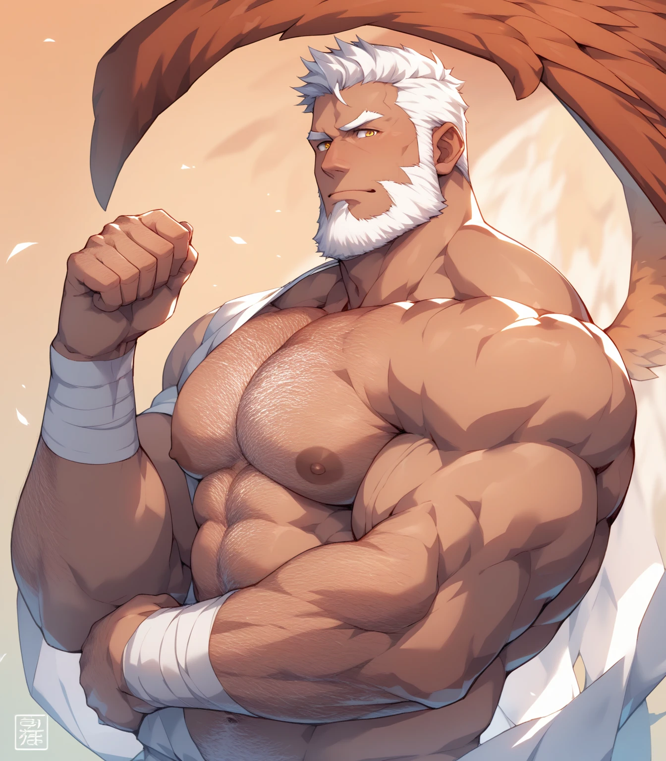 Pixar, , big pecs, big arms, belly, shirtless, in white boxer briefs, big legs, age 60, white hair, furry chest, bearded, horny, sexy man, big body, big chest, big legs,