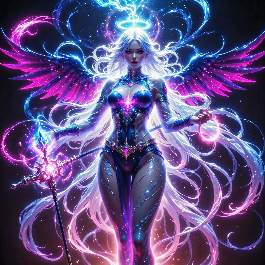 (Masterpiece), (Best Quality: 1.4), absurdities, [:intricate details:0.2],witch, angel wings, milky way, sky, bright aura, intense focus, crackling energy, mysterious symbols, bright specks,Paticulas,many details