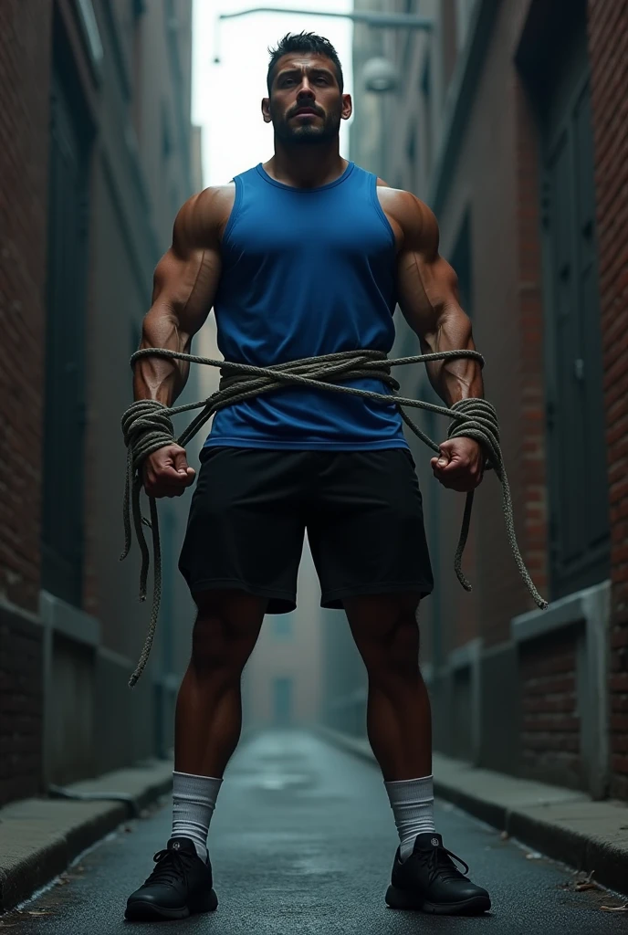Chains shattering into fragments, a man previously bound tightly by chains, breaking free with immense strength, chains still partially wrapped around his body, roaring with power and determination