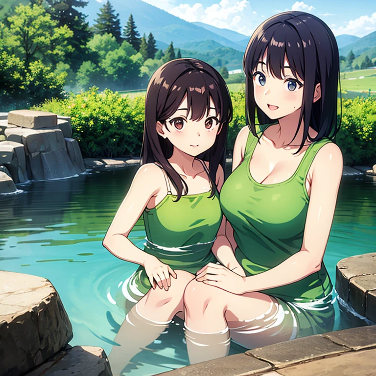 (masterpiece), best quality, (16k), expressive eyes, perfect face, lady, 3 girls, large breast, navel, BREAK, (((topless))), (((wet navy blue solid pencil mini skirt))), bare arms, bare legs, shiny skin, wet body, BREAK, outdoors, in the waterfalls, wading, BREAK, brown hair, wet hair, Lower ponytail, closed eyes, :), BREAK, standing, (upper body), ((from behind)),