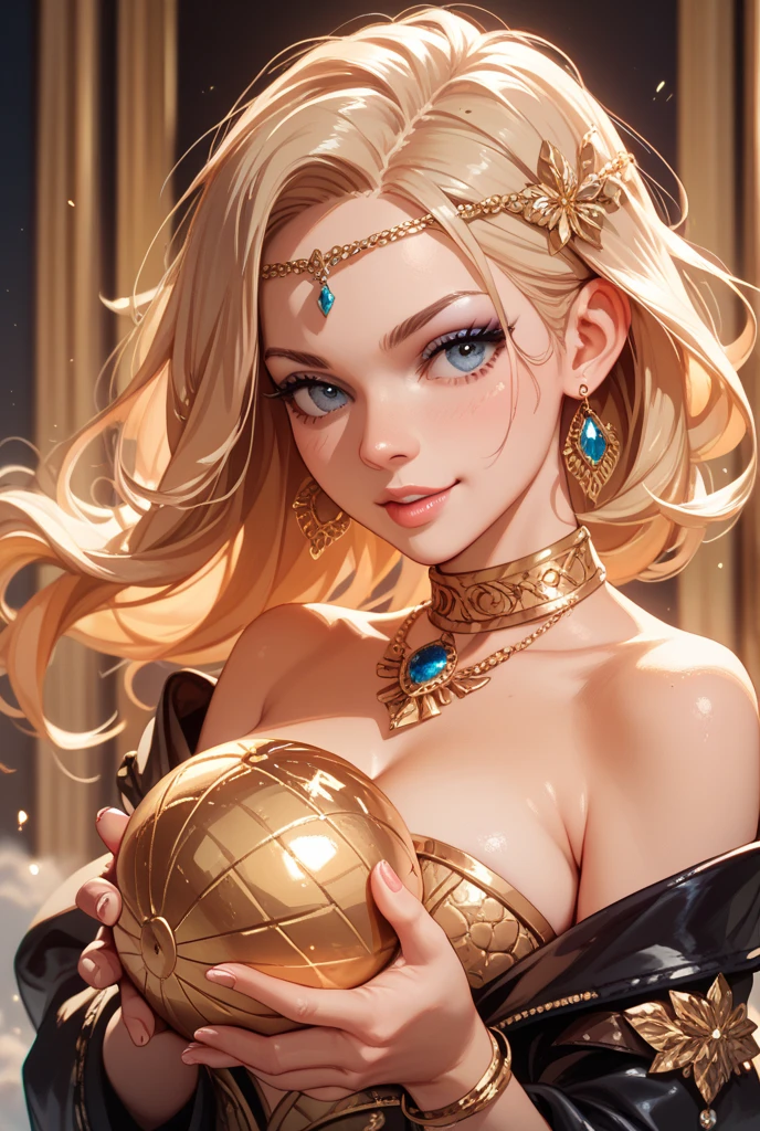(best quality:1.5, High resolution, Ultra HD, 4K, Detailed lighting, Shaders), (High quality eyes), ( Perfect fingers), Curly hair, Gradient hair, Large Breasts, Set,, Mature woman , (View), White background, Colored eyeshadow, Dramatic Lighting, Bright Eyes, Emotional expression, Gold earrings, Exquisite facial features, soft skin, High cheekbones, White background, Don't look for the camera, Lean over, Behind the camera, whole body