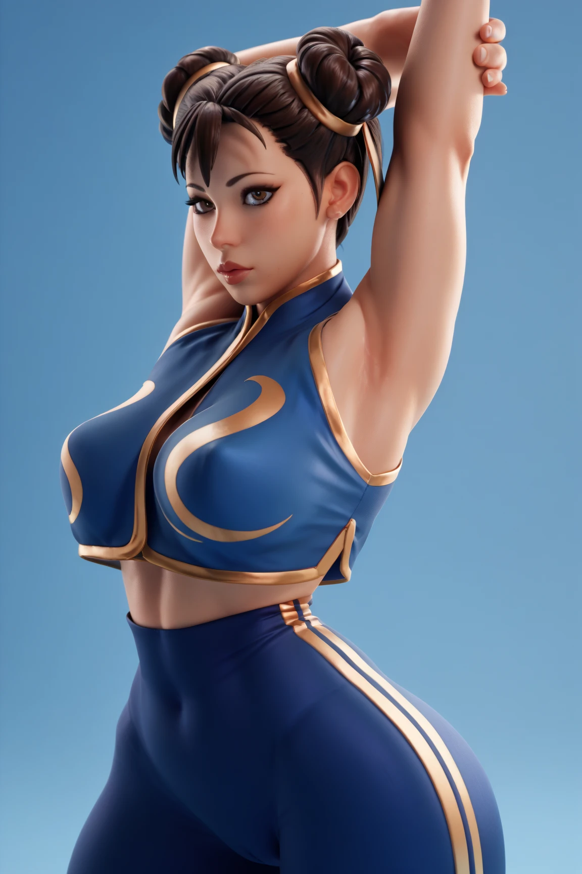 Chun- li,。.3D,Fighting posture,tightsuit,Soft lighting