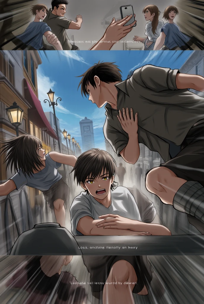 best quality, masterpiece, (realistic: 1.2), 1 man, Eren Jaeger, black jeans, black pants, brown hair, attack on Titan, cold background, black jacket, slim body, high definition, high quality, black clothes