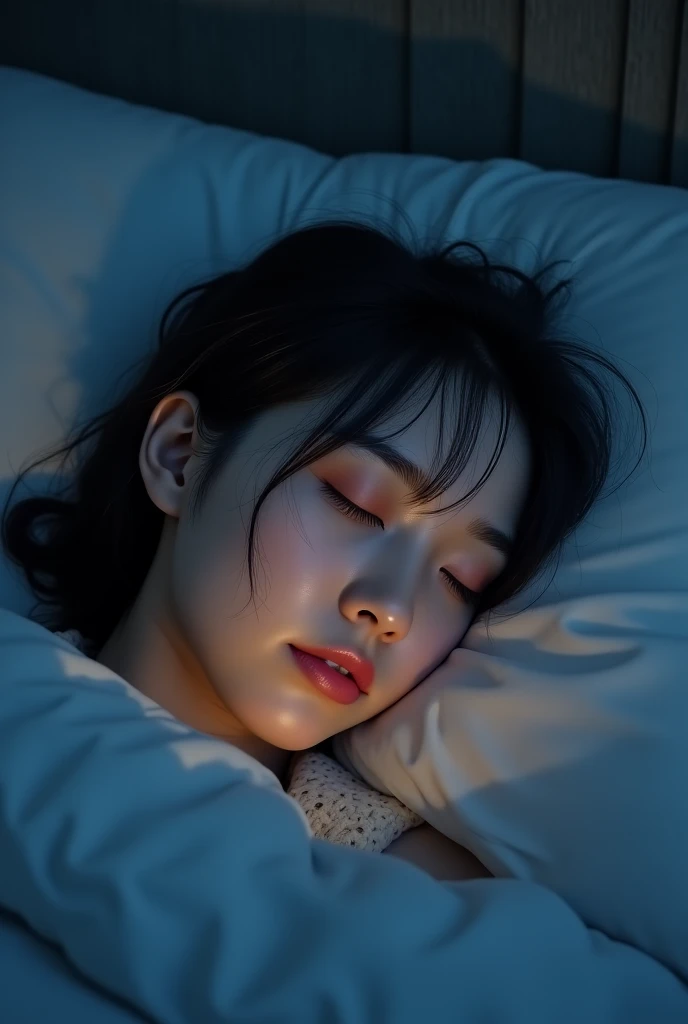 Listen to music while falling asleep,beautiful girl,Japan,8K