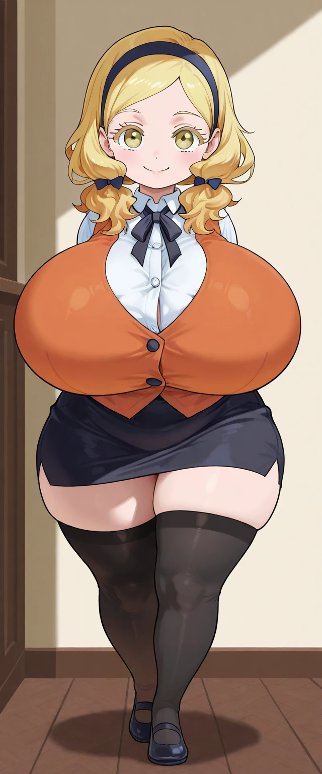 Cute naughty martial artist, Pastel colors hair, (large breasts:1.2, Thighs:1.2, thick legs:1.2, curvy:1.2), yellow orange hair, (undercut, short two side up:1.2, short hair:1.2), (naked:1.4), standard height, (blush:1.2, fang:1.2, ;d), at the adventurer's guild, A bulletin board with posted paper, nfsw, sweat, (cum in vaginal:1.3), vaginal sex