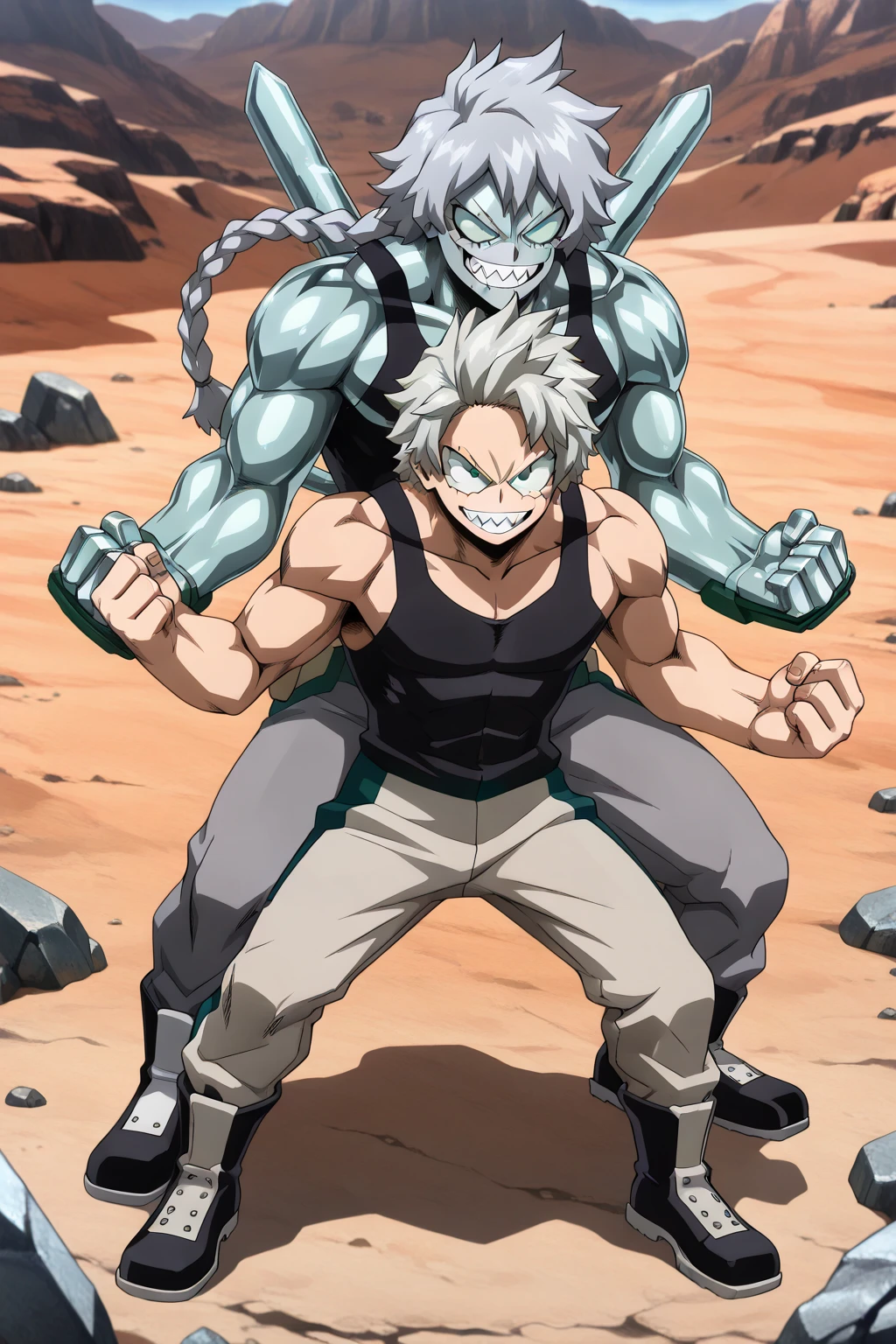 Huge muscles,Face the enemy,High definitionな顔,Hünkel,Handsome,good looking,((Huge penis,Anal Sex)),Crying face,Silver Hair,,8k,High definition,Masterpiece,Detailed Description,Spike Hair,8 heads,tall,Blood vessels throughout the body,Eye-watering waterfall,Trembling,Squatting while swinging your penis,muscles like the hulk,countless black tentacles,Sticking out tongue,Looking up at the sky