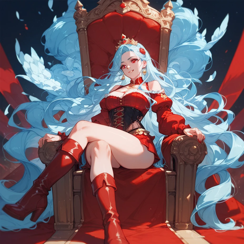 PrinzV4; The image showcases a captivating scene that appears to be lifted straight from a high-quality anime or a PC game, depicting a woman of regal bearing seated upon a throne. Her attire suggests a blend of fantasy and fashion, with intricate details that highlight the craftsmanship of her clothing. The scene is rendered in a style that bridges the gap between digital compositing and traditional cartoon artistry, suggesting a rich narrative context possibly tied to an adventure or action-adventure game. The dominant presence of black in both the foreground and background imbues the image with a sense of mystery and elegance, while an accent color of teal adds a hint of vibrancy and depth to the composition.

The woman’s posture and the design of her throne suggest she holds a significant position of power or authority within the story. Tags associated with the image, such as "strategy video game" and "cg artwork," hint at a complex backdrop likely involving strategic gameplay elements and a meticulously crafted digital world. The presence of a single person, the woman, as the focal point of the composition, underscores her importance in the narrative, with her portrayal exuding confidence and a certain untold backstory waiting to be explored.

The overall ambiance of the scene is both engaging and enigmatic, inviting viewers to speculate about the lore and adventures that lie within this visually rich universe. The image could be a critical moment from a video game or a key frame in an anime series, designed to captivate and intrigue the audience with its blend of action, adventure, and storytelling.
