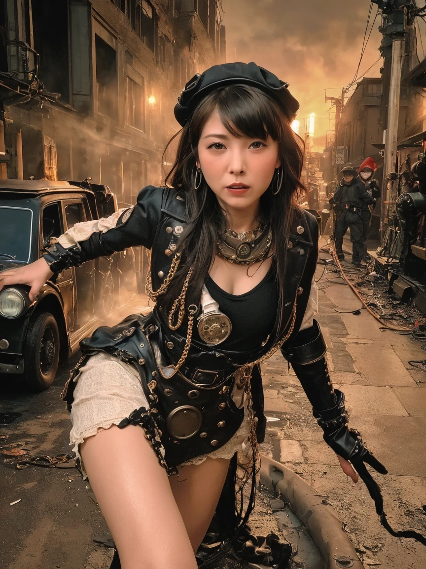 in a panoramic view，photorealestic，cyber punk style，Blue sky, Fly a sci-fi plane，Modern Great Wall defense base，3girl，Wear black Chinese clothing，Dressed in gorgeous gold Chinese high-tech armor，Wearing a gold high-tech helmet，Black high-tech mask，High-tech goggles，High-tech motorcycle，High-tech combat vehicles，holding sabre，Carrying a sci-fi rifle，Stand in front of the Great Wall，Sharp eyes，professinal，Meistwick，commissioned，best qualtiy，color corrected，After fixation，Retouching，Improvement，Epic，Tone-mapping，the detail， highly  detailed， digitial painting， art  stations， Conceptual map of the long dam， Smoothness， Sharp focus， Beautiful illustration， photore， The light from the back window is backlighted， 动态照明， Mist， 复杂， cinematic grain， professinal， face to the viewer，（Beautiful m3d_woman， Perfect M3D_face,）， Volumetriclighting， subsurfacescattering， Good highlights， Good shadows， cinematic ligh