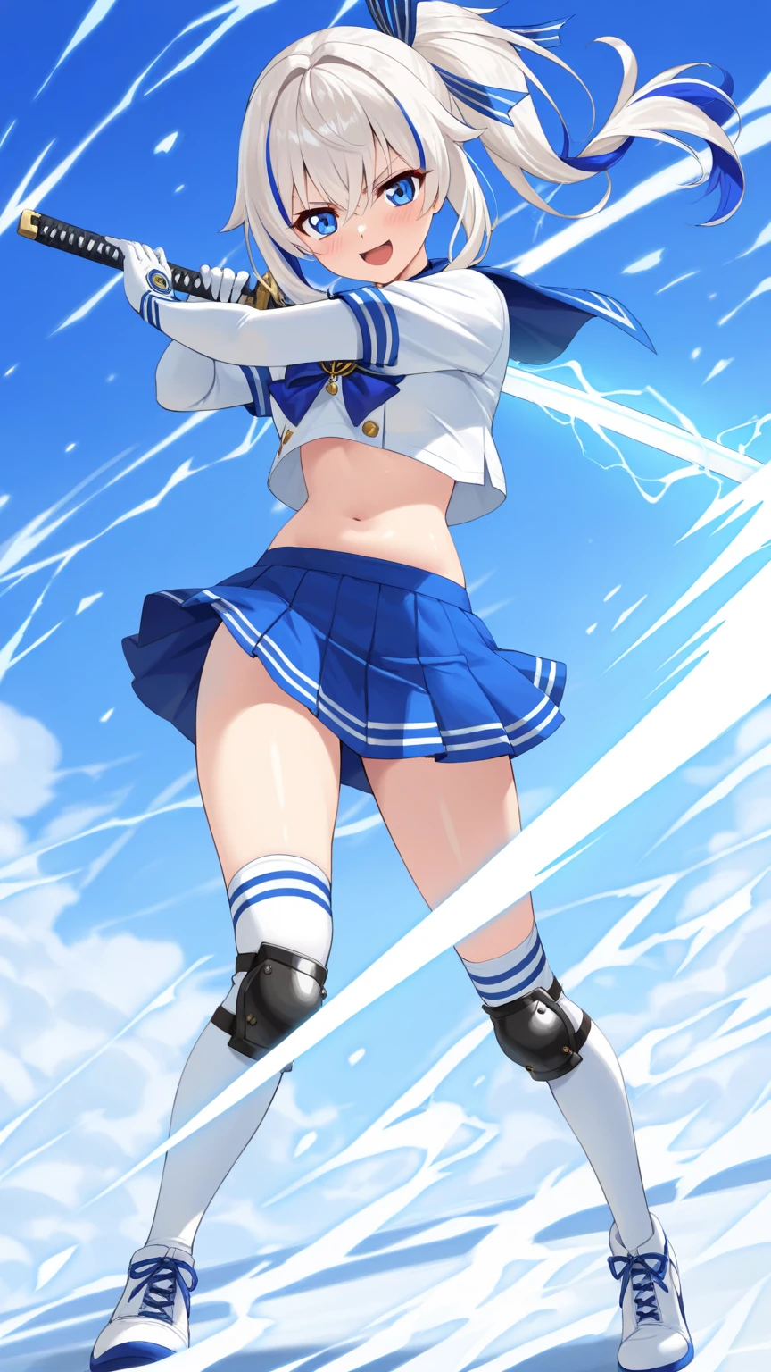 Dog ears, cropped shoulders,White knee-length stockings,perfect body figure,medium boob,Arm leakage,Show your arms,((Bikini swimsuit)),middle parted hairstyle,