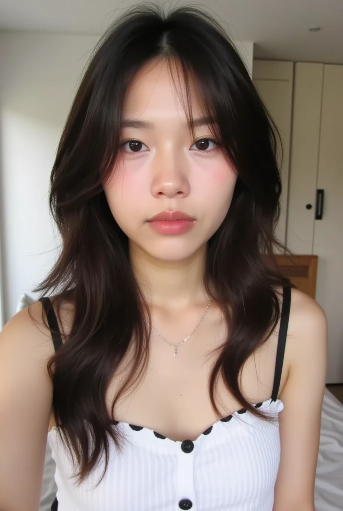 ((Top quality, 8k, Masterpiece: 1.3)), beauty, hidden face, 2 girls, beauty: 1.3, slender abs: 1.1, camisole vest, long black hair, (sitting on bed), ultra-detailed face, highly detailed lips, detailed eyes, double eyelids