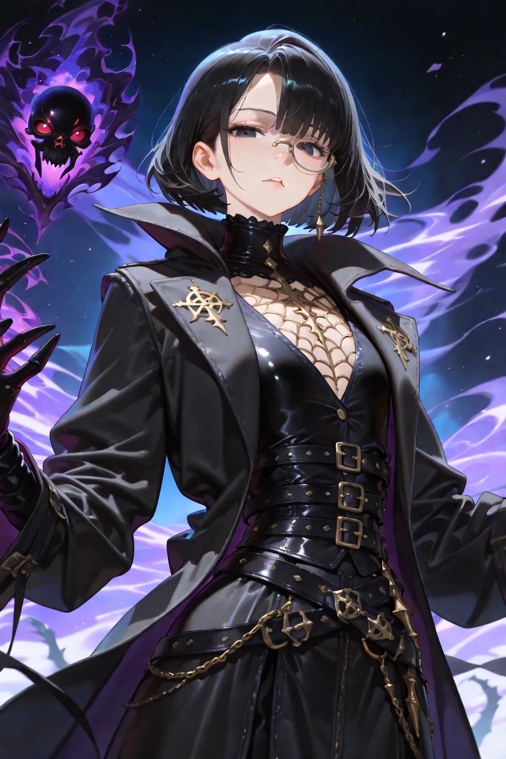 large breasts, high quality, half_boots.panty and thighs, visible through the thighs, masterpiece, earrings, standing, 1girl, miniskirt, naked, full body, hentai key,
Final Fantasy XIV, Solo, Highres,, Close-up, Zoom Layer, Standing on One Leg, Breasts, Through Thighs, White Mage, Wizard's Staff, Short Hair, Sleeveless, Glasses, Black Hair, Ponytail, Arm Tattoo, Hair Flower, Floating Hair, Gothic, Chest Harness, Arm Tattoo, Darkness, black_outfit, Red Striped Hair, Lingerie, Bondage, Green eyes, Black corset,staff_mage --auto --s2